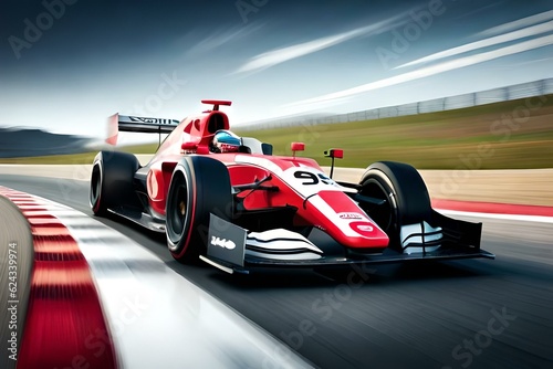 racing car on the road generated by AI technology