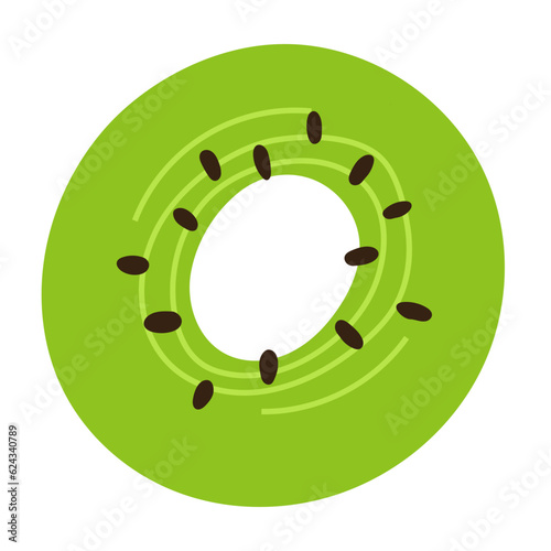 Kiwi fruit icon, hand drawn vector illustration of green kiwi fruit sliced, clipart isolated on white background