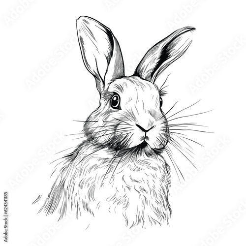 Hand drawn rabbit in engraving style vector illustration