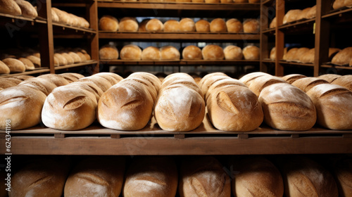 baguettes and loaf of breads in bakery