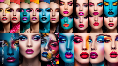 High  fashion model with bright make up. Generative AI © Kateryna Kordubailo