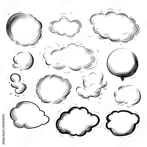 Hand drawn sketch speech bubble set
