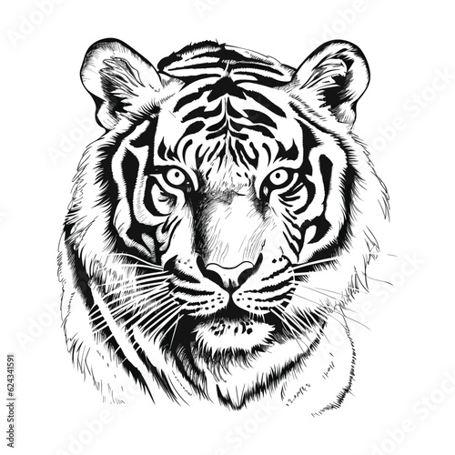 Tiger hand draw sketch on white background vector illustration