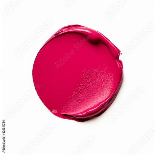 Murais de parede Beauty swatch and cosmetic texture, circle round red lipstick sample isolated on