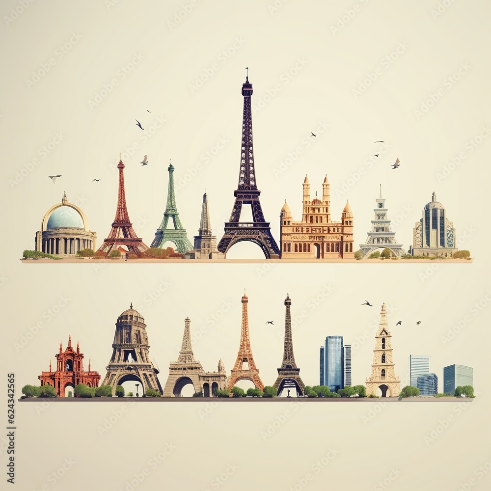 Fototapeta premium Famous places model