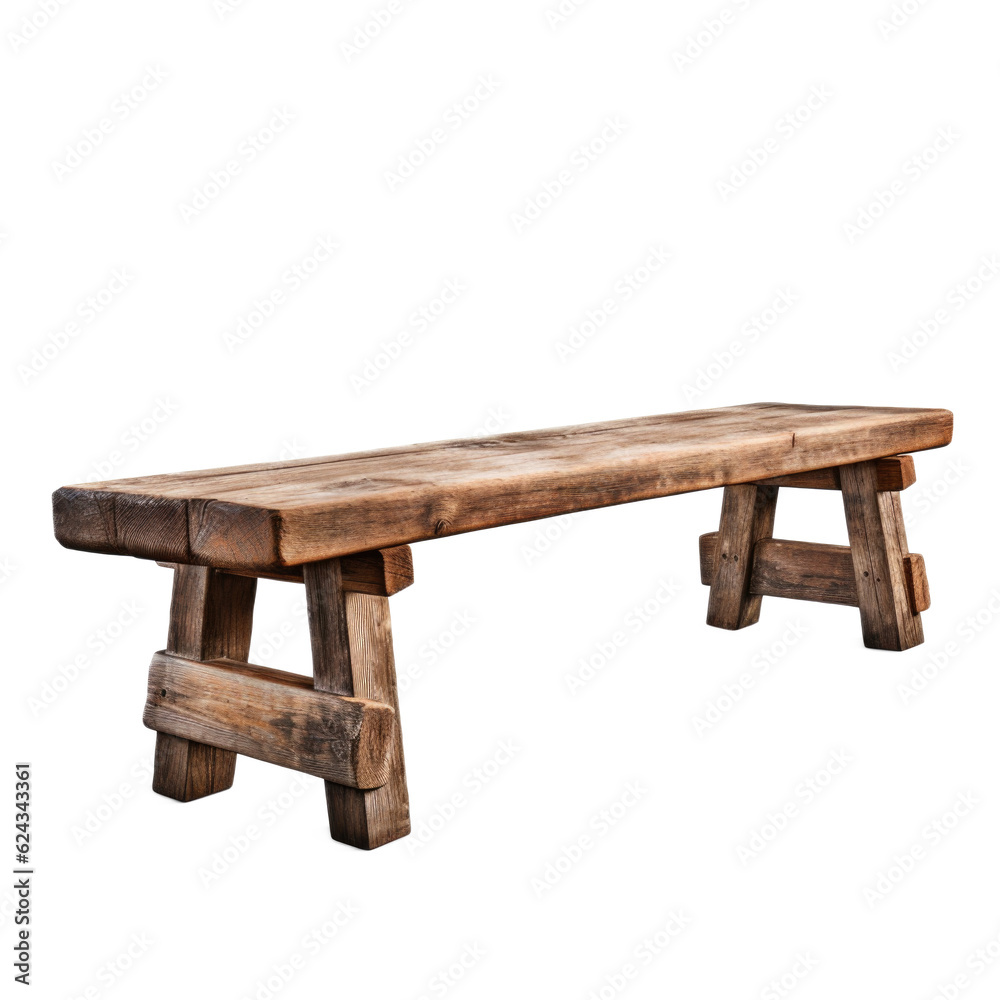 Reclaimed Wood Bench isolated on transparent background. Generative AI Reclaimed Wood Bench isolated on transparent background. Generative AI