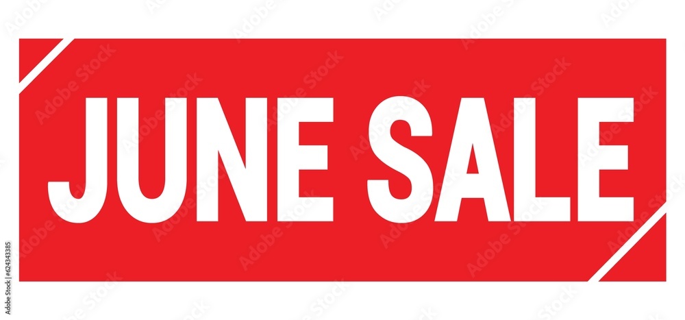 JUNE SALE text written on red stamp sign. JUNE SALE text written on red stamp sign.