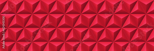 Abstract geometric background. Vector 3d illustration. Triangle or pyramid red shapes. Polygonal tiles backdrop. Minimal cover design. Futuristic element for design