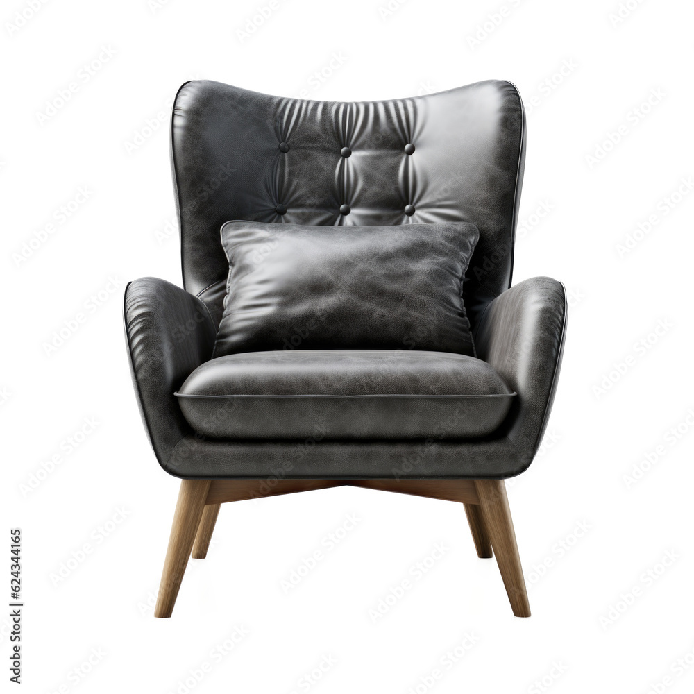 Loft Armchair isolated on transparent background. Generative AI