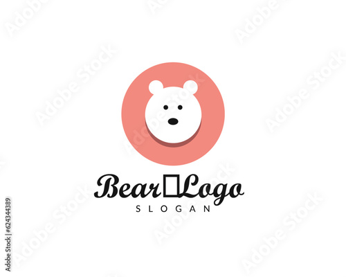 Minimal cute bear head Logo vector illustration design for brand