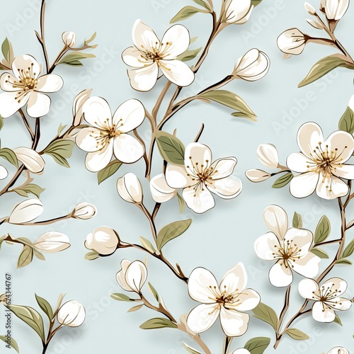 Seamless background of white floral pattern .fabric texture. Pastel color background.