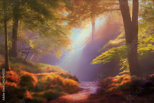 Morning forest. AI generated illustration