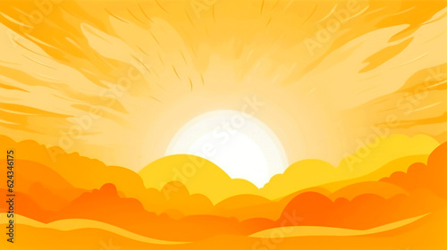 Sunset sky background vector illustration. Sunset sky with sun and clouds.AI Generated