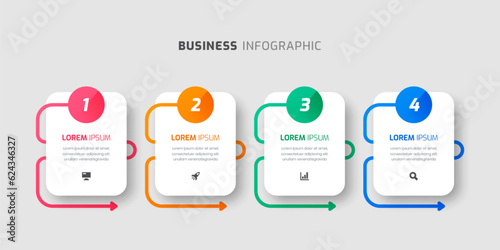 Vector Infographic Label Design Template with Thin Line, Icons and 4 Numbers for Presentation