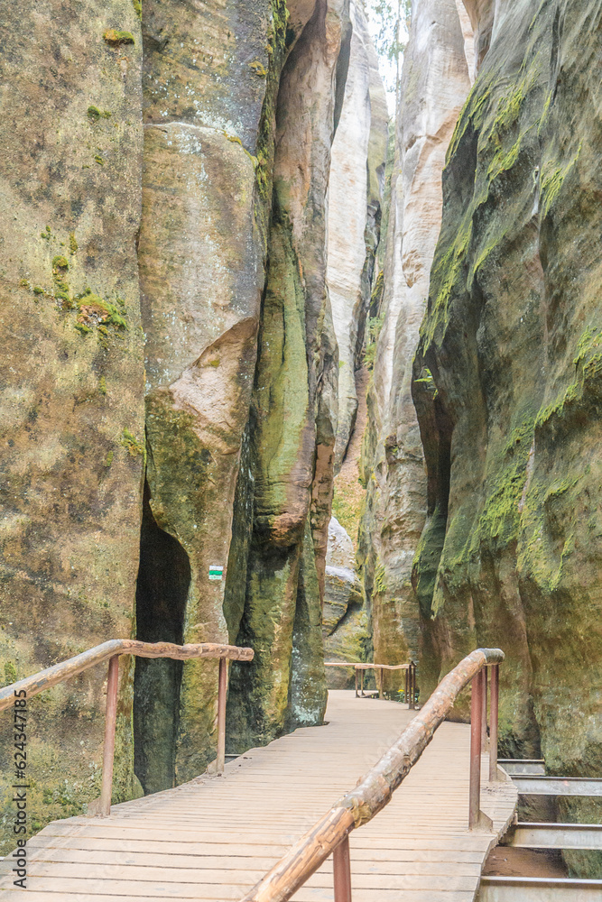Tourist trail in the Adrspach-Teplice Rocks in northeastern Bohemia, Czech Republic