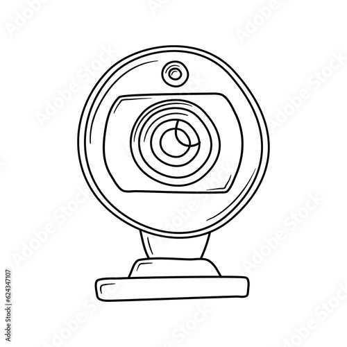  hand drawn vector web cam in doodle cartoon style