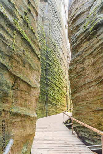 Tourist trail in the Adrspach-Teplice Rocks in northeastern Bohemia, Czech Republic