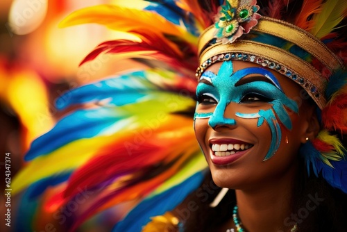 Female with Dresses and costumes of the Barranquilla Carnival, a colorful Colombian Festival photo