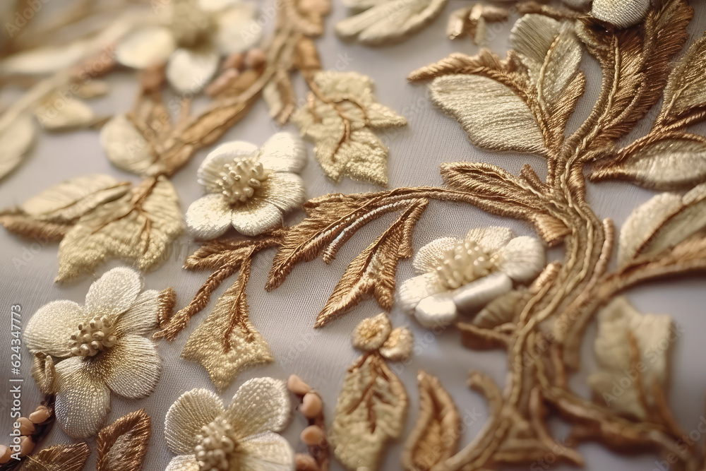 French Embroidery Captures The Essence Of Elegance And Sophistication. Generative AI French Embroidery Captures The Essence Of Elegance And Sophistication. Generative AI