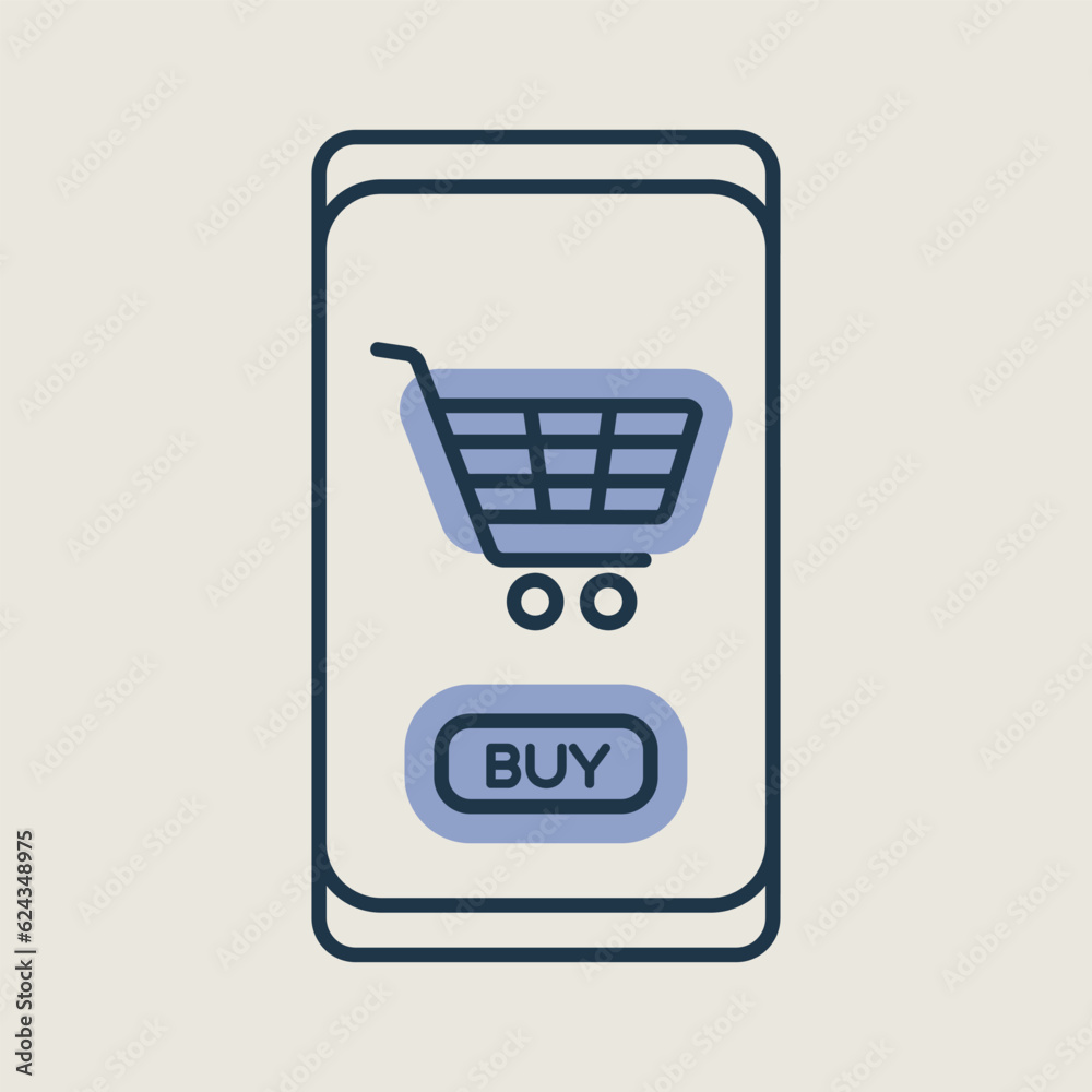 Mobile phone shopping or online shopping icon Mobile phone shopping or online shopping icon