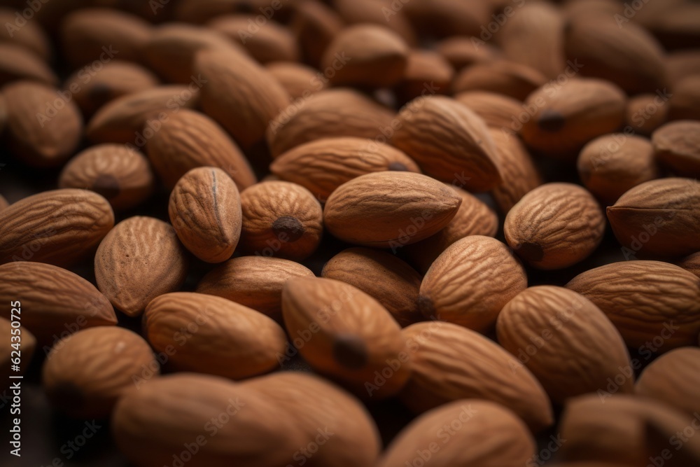 Close up of almonds. Generative AI Close up of almonds. Generative AI