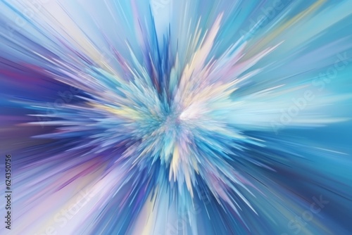 Abstract radial zoom blur surface of blue, lilac and yellow tones. Generative AI