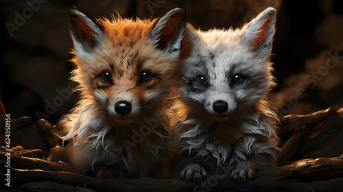 Rotes und weißes Fuchs Babys Generative AI © Daniel