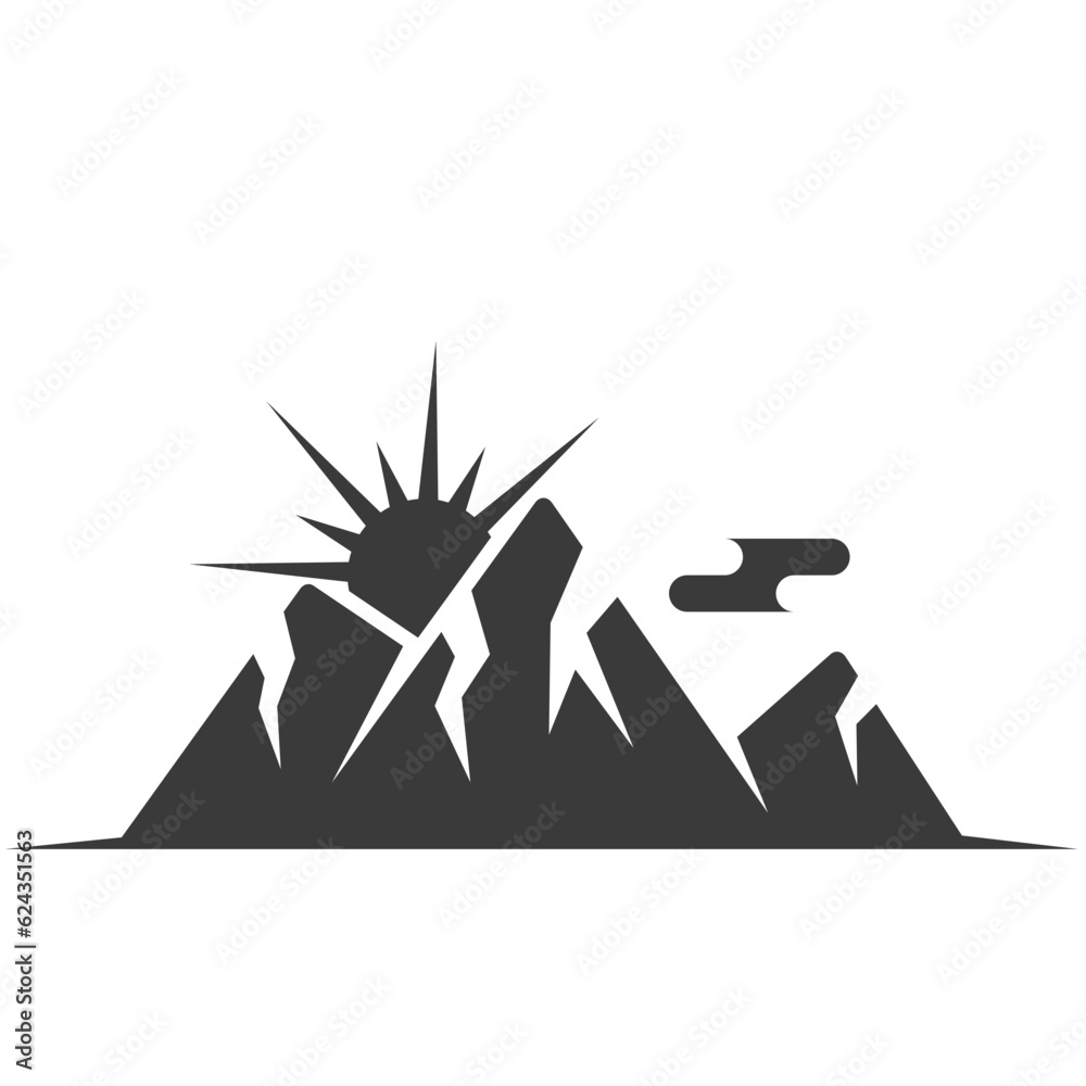 Mountains glyph icon isolated on white background.Vector illustration. Mountains glyph icon isolated on white background.Vector illustration.