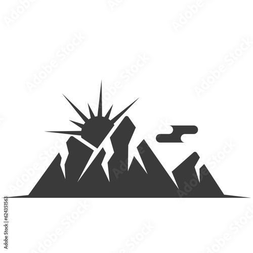 Mountains glyph icon isolated on white background.Vector illustration.