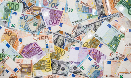 Euro and dollars banknotes  as background