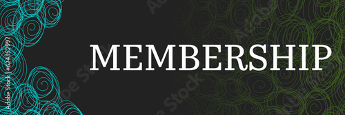 Membership Turquoise Green Scribble Dark Horizontal Text 