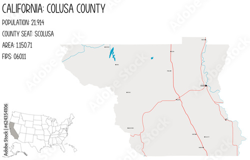 Large and detailed map of Colusa County in California  USA.