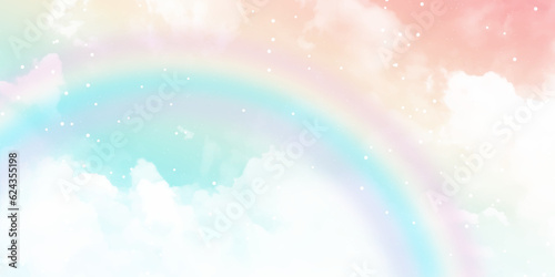 Clear pastel sky background, clouds with background. Rainbow pastel sky. Vector design beautiful concept.
