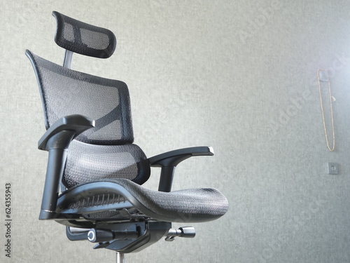 Office chair in modern office interior. Workplace and object concept. photo