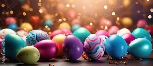 Vibrant Easter Egg Panorama: A Colorful Delight in Photo-Realistic Studio Light
