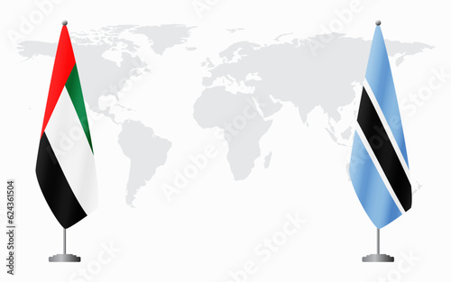 United Arab Emirates and Botswana flags for official meeting