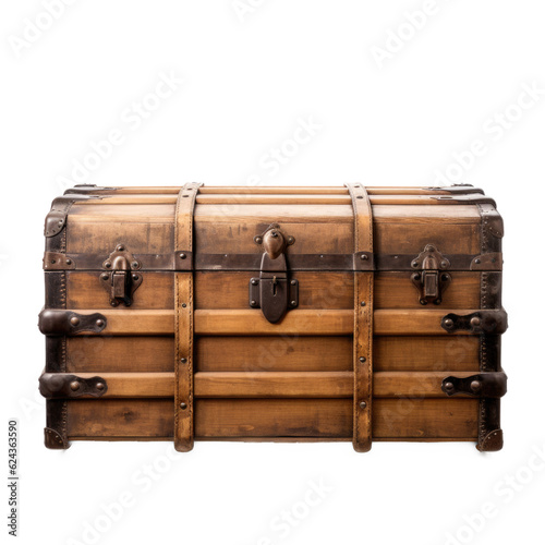 Vintage Trunk Coffee Table isolated on transparent background. Generative AI