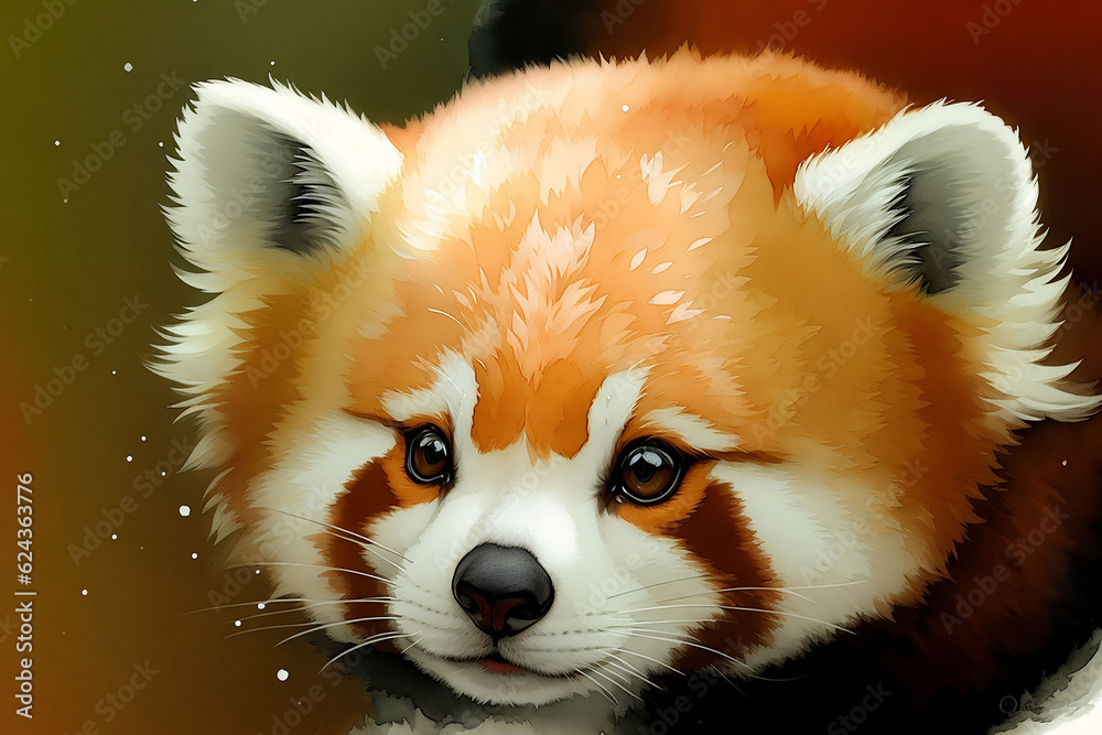 red panda with a background