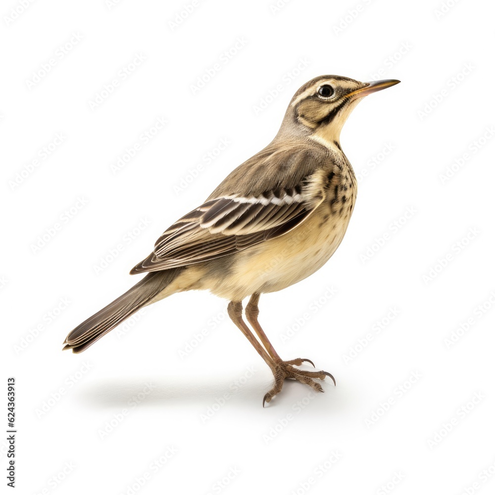 American pipit bird isolated on white. Generative AI American pipit bird isolated on white. Generative AI