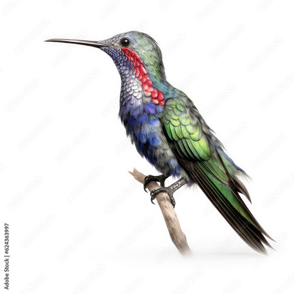 Fototapeta premium Broad-billed hummingbird bird isolated on white. Generative AI