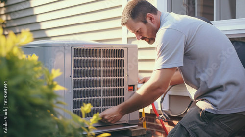 Electrician installing a heat pump