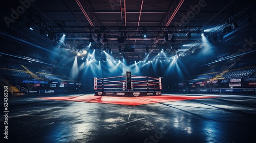 Magnificent world boxing arena with twinkling lights
