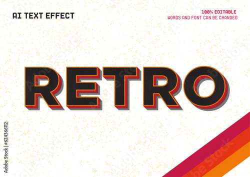 Editable text effect Retro 3d template style premium vector