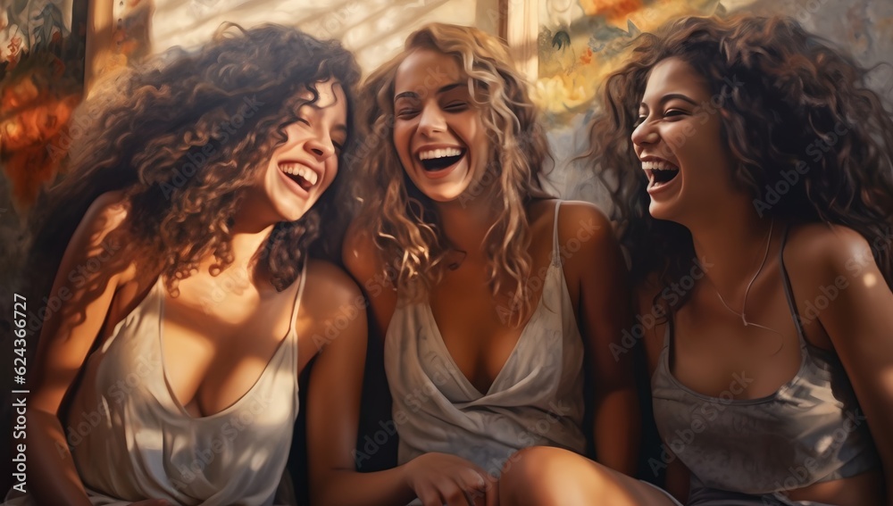 Portrait of happy women, generative AI Portrait of happy women, generative AI