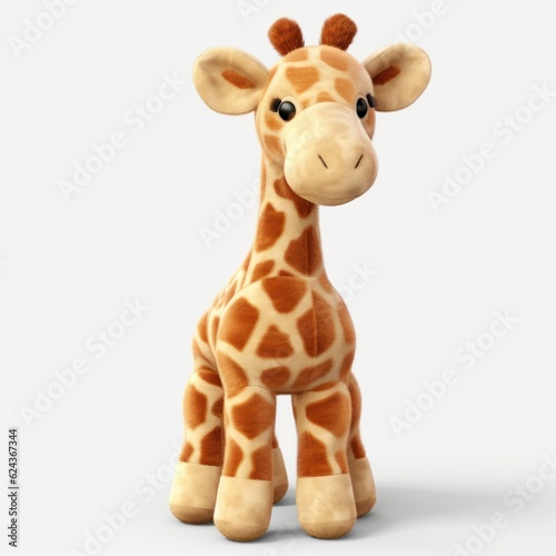Childish giraffe toy isolated. Illustration AI Generative.