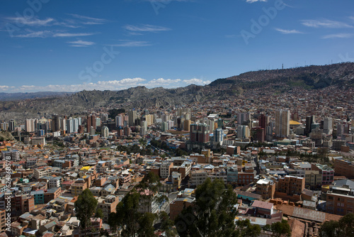 Bolivia view of La Paz city on a sunny winter day