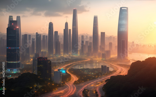 Modern city View inspiring urban backdrop for artwork, Generated AI