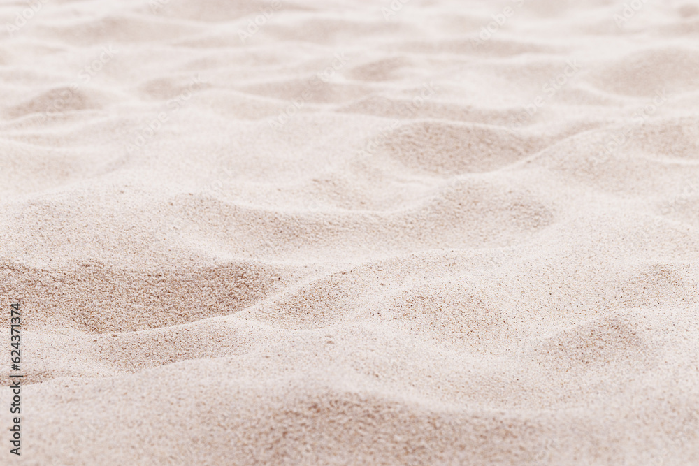 Beige pink Sand texture natural background. Close up waves pattern on sand dunes, light pastel color, minimal nature beautiful beach. Summer and travel, spa and relaxation concept. Selective focus. - obrazy, fototapety, plakaty 