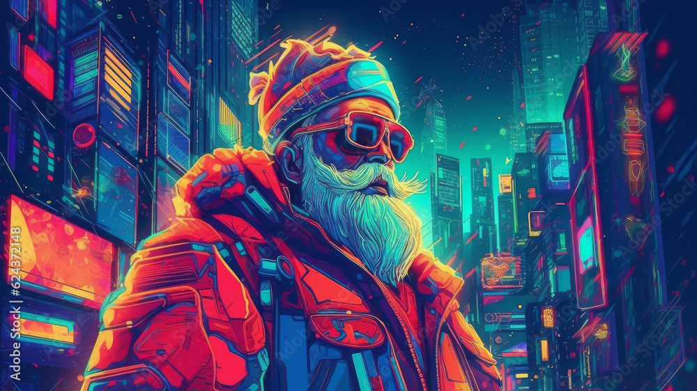 futuristic santa claus in metropolis futuristic santa claus in metropolis