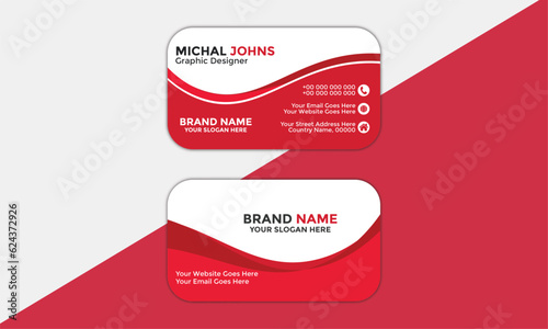 modern and clean professional business card template Corporate and Creative Business Card Design Template Double-Sided Horizontal Name Card Simple and Clean Red and Black Vector Illustration Gradient